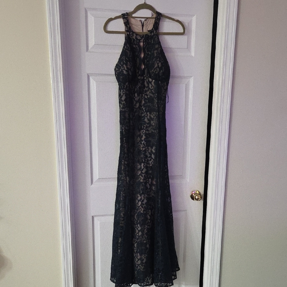 Night Way Collections Blue Lace Maxi Dress